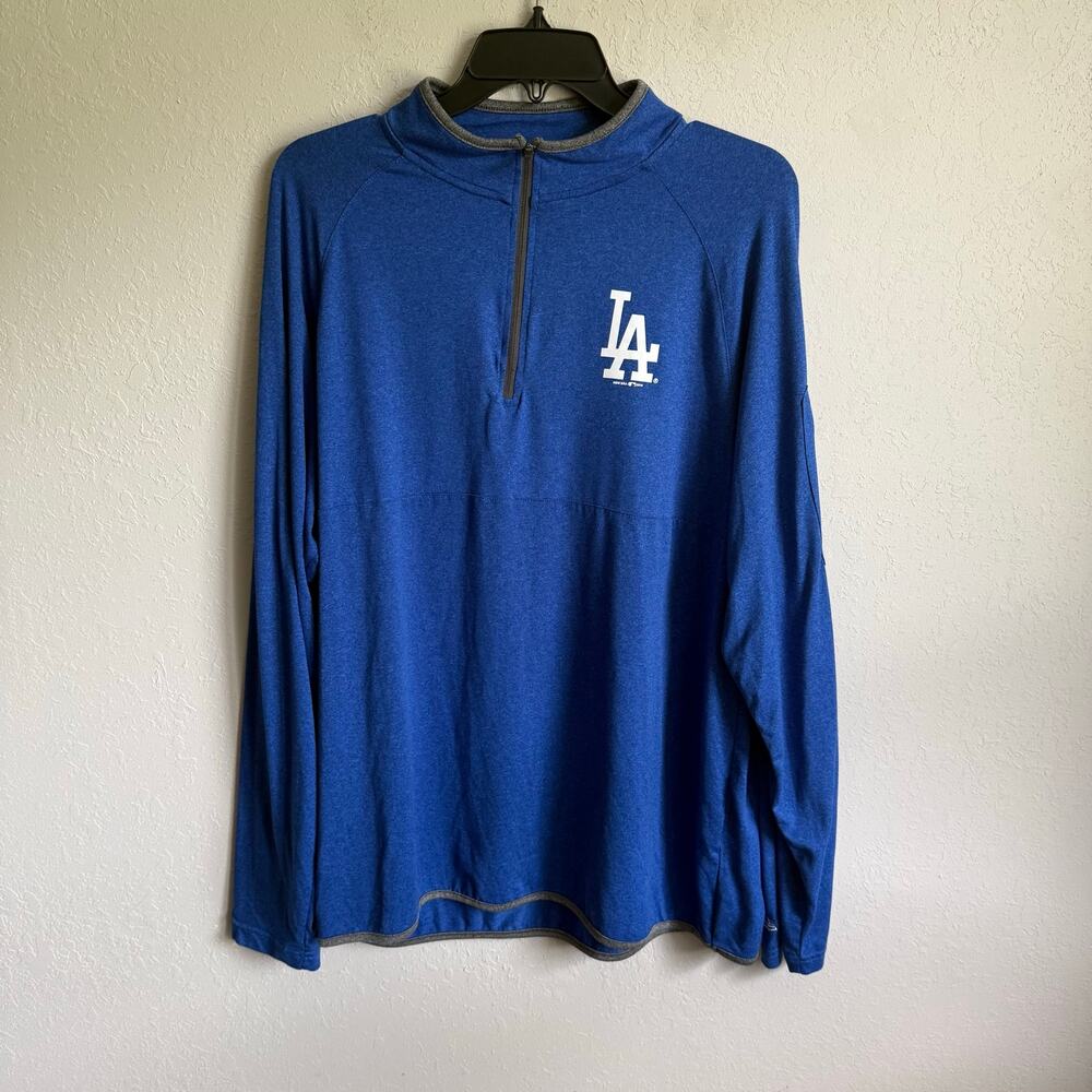 Men’s L Blue New Era Los Angeles Dodgers Sporty Athletic Quarter Zip Pullover